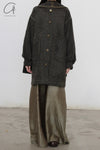 Mutedance 24 Autumn and Winter Scarf Buttoned Jacket Series MD-MD24FW08-olive green MD24FW07